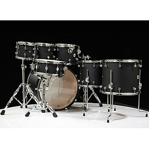 DW Design 7 Piece Drum Set, Black Satin