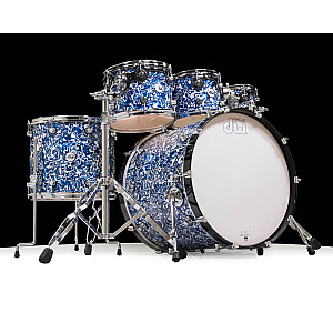 DW Design 5 Piece Drum Set with Hardware without Throne, Blue Lightning Limited Edition 