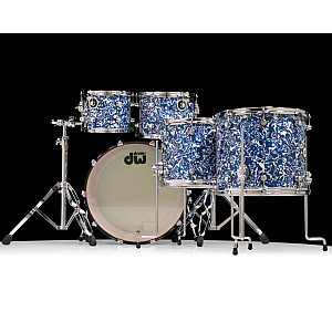 DW Design 6 Piece Drum Set, with Hardware without Throne, Blue Lightning Limited Edition