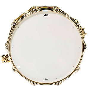 DW Collector's DRVN5514SPG 14x5.5 inch Bell Brass Polished Snare Drum w/ Gold Hardware