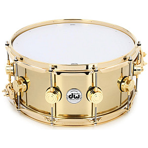 DW Collector's DRVN5514SPG 14x5.5 inch Bell Brass Polished Snare Drum w/ Gold Hardware