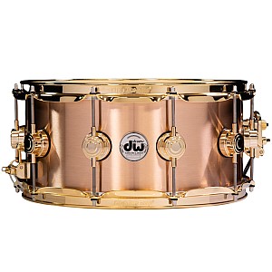 DW Collector's DRVP6514SPG Copper Polished 14x6.5 inch Snare Drum, Gold Hardware