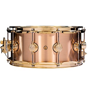 DW Collector's DRVP6514SPG Copper Polished 14x6.5 inch Snare Drum, Gold Hardware