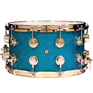 DW Collector's DRX10814SSG083 SSC Maple Snare Drum w/ Gold Hardware, Teal Glass