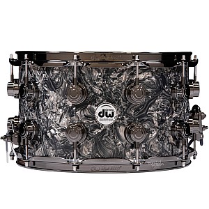 DW Collector's DRX10814SSN084 14x8 inch SSC Maple Snare Drum, Silver Abalone with Black Nickel